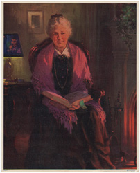 spinster reading bible fireside